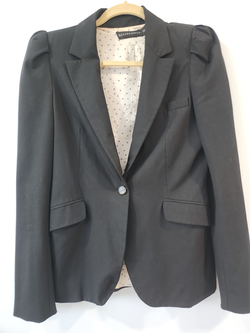 Zara Black Single-Button Tailored Blazer